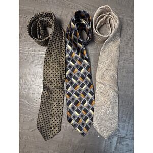 Lot of 3 Men's 100% Silk Ties Uomo di Colosso Pisano‎ Kilburne Finch Stafford